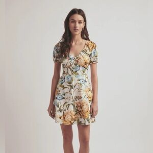 Favorite Daughter Floral Mini Dress in Cream and Blue 4
